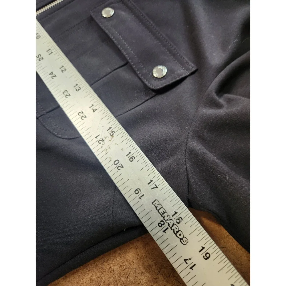Michael Kors Shirt Dress Medium Black Zip Front Knee‎ Length Pockets Utility